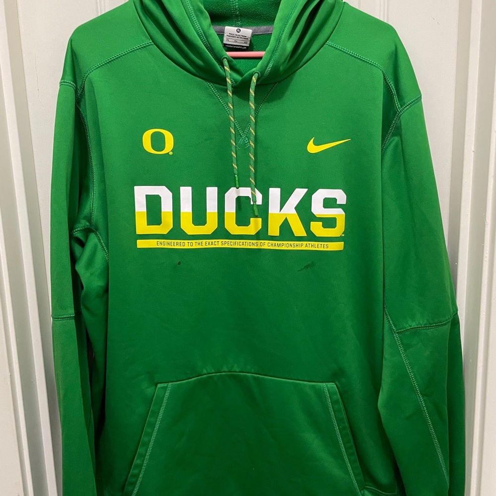 Nike University of Oregon Hoodie Sweatshirt Pullover Green Therma Fit Size XL